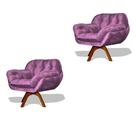 Kit 02 Poltrona Miami Base Giratória Decorativa Suede Rose - Hellen Decor Kit 02 Poltrona Miami Base Giratória Decorativa Suede Rose - Hellen Decor
