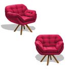 Kit 02 Poltrona Miami Cadeira Base Giratória Salão Escritorio Consultório Amamentação Suede Veludo Vermelho