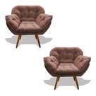 Kit 02 Poltrona Miami Cadeira Pés Palitos Salão Escritorio Consultório Amamentação Suede Veludo Rosê