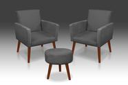 Kit 02 Poltrona Nina + 01 Puf Redondo Suede Grafite-Modena Decor