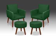 Kit 02 Poltrona Nina + 02 Puf Redondo Suede Verde -Modena Decor