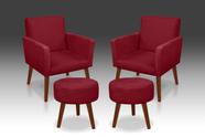 Kit 02 Poltrona Nina +02 Puf Redondo Suede Vermelho -Modena Decor Kit 02 Poltrona Nina +02 Puf Redondo Suede Vermelho -Modena Decor