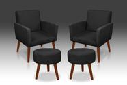 Kit 02 Poltrona Nina + 02 Puff Redondo Suede Preto-Modena Decor