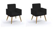 KIT 02 Poltrona Nina decorativa suede preto para escritorio, sala salão Biselos-Decor