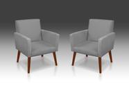 Kit 02 Poltrona Nina Suede Cinza Claro-Modena Decor