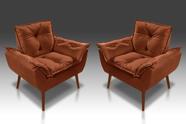Kit 02 Poltrona Opala Com Fibra Siliconada Suede Terracota - CASA DA POLTRONA
