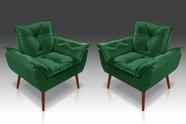Kit 02 Poltrona Opala Com Fibra Siliconada Suede Verde- Modena Decor