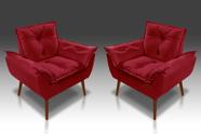 Kit 02 Poltrona Opala Com Fibra Siliconada Suede Vermelho - CASA DA POLTRONA