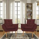 Kit 02 Poltrona Opala decorativa pés palito bordô Kit 02 Poltrona Opala decorativa pés palito bordô