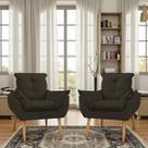 Kit 02 Poltrona Opala decorativa pés palito marrom PortoDecor Kit 02 Poltrona Opala decorativa pés palito marrom PortoDecor