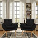 Kit 02 Poltrona Opala decorativa pés palito preto - Porto Decor Kit 02 Poltrona Opala decorativa pés palito preto - Porto Decor