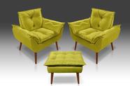 KIT 02 Poltrona Opala + Puff Opala Suede Amarelo -CASA DA POLTRONA