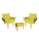 Kit 02 Poltrona Opala Sala De Estar Com Puff Opala Suede Amarelo - Hellen Decor Kit 02 Poltrona Opala Sala De Estar Com Puff Opala Suede Amarelo - Hellen Decor