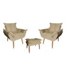 Kit 02 Poltrona Opala Sala De Estar Com Puff Opala Suede Capuccino - Hellen Decor Kit 02 Poltrona Opala Sala De Estar Com Puff Opala Suede Capuccino - Hellen Decor