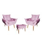 Kit 02 Poltrona Opala Sala De Estar Com Puff Opala Suede Rose - Hellen Decor Kit 02 Poltrona Opala Sala De Estar Com Puff Opala Suede Rose - Hellen Decor