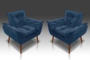 Kit 02 Poltrona Opala suede Azul Marinho - Alto Padrão