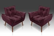 Kit 02 Poltrona Opala Suede Bordô -CASA DA POLTRONA