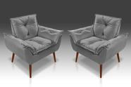 kit 02 Poltrona opala suede cinza claro -MODENA DECOR
