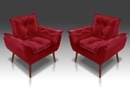 Kit 02 Poltrona Opala suede Vermelho -ALTO PADRÃO
