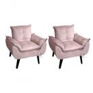 Kit 02 Poltrona Opala Veludo Rosa Nude