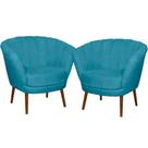 Kit 02 Poltrona Pétala Flor Decorativa Suede Azul Claro