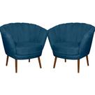 Kit 02 Poltrona Pétala Flor Decorativa Suede Azul Marinho
