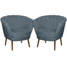 Kit 02 Poltrona Pétala Flor Decorativa Suede Azul Turquesa