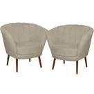 Kit 02 Poltrona Pétala Flor Decorativa Suede Bege