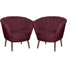 Kit 02 Poltrona Pétala Flor Decorativa Suede Bordô