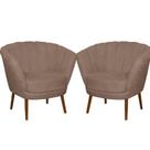 Kit 02 Poltrona Pétala Flor Decorativa Suede Capuccino