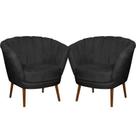 Kit 02 Poltrona Pétala Flor Decorativa Suede Preto