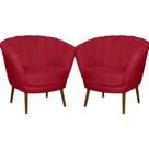 Kit 02 Poltrona Pétala Flor Decorativa Suede Vermelho