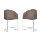 Kit 02 Poltronas Banqueta Mia Decorativa Estofada Tecido Suede Base Metal Branca - Estopar Kit 02 Poltronas Banqueta Mia Decorativa Estofada Tecido Suede Base Metal Branca - Estopar