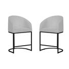 Kit 02 Poltronas Banqueta Mia Decorativa Tecido Em Suede Base Metal Preta - Estopar Kit 02 Poltronas Banqueta Mia Decorativa Tecido Em Suede Base Metal Preta - Estopar