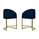 Kit 02 Poltronas Banqueta Mia Tecido Suede Base Metal Dourada - Estopar Kit 02 Poltronas Banqueta Mia Tecido Suede Base Metal Dourada - Estopar
