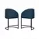 Kit 02 Poltronas Banquetas Estofadas Suede Azul