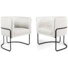 Kit 02 Poltronas Betina Base Preto Viscolinho Off White - Nexta Casa