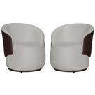 Kit 02 Poltronas Bia Redonda com Composê Suede Branco e material sintético Marrom - FM
