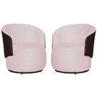 Kit 02 Poltronas Bia Redonda com Composê Suede Rosa Bebê e material sintético Marrom - FM
