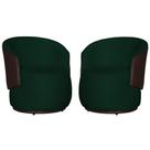 Kit 02 Poltronas Bia Redonda com Composê Suede Verde e material sintético Marrom - FM