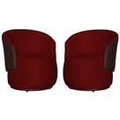 Kit 02 Poltronas Bia Redonda com Composê Suede Vermelho e material sintético Marrom - FM