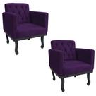 kit 02 Poltronas Classic Pés Luís XV Suede Roxo - Doce Sonho Móveis