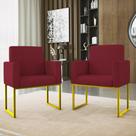 Kit 02 Poltronas com Base de Ferro Dourado Reforçada Balaqui