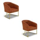 Kit 02 Poltronas Corano Base Industrial Dourada Cor Nozes Kit 02 Poltronas Corano Base Industrial Dourada Cor Nozes
