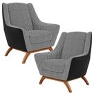 Kit 02 Poltronas Corano Preto C-05 Pied Poule