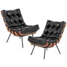 Kit 02 Poltronas Costela L04 Couro Preto