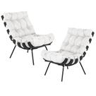 Kit 02 Poltronas Costela Preto L04 Couro Branco