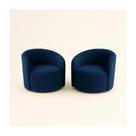 Kit 02 Poltronas Curva Orgânica Nature Gaia Suede Azul Marinho - Montanaris Decor