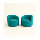 Kit 02 Poltronas Curva Orgânica Nature Gaia Suede Azul Turquesa - Montanaris Decor