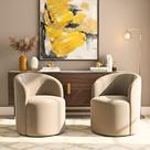 Kit 02 Poltronas Curva Orgânica Nature Gaia Suede Bege - Montanaris Decor